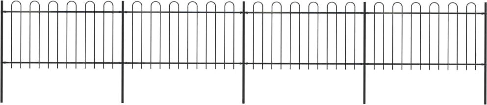 vidaXL Ogrodzenie z zaokrąglonymi końcami, stalowe, 6,8 x 1 m, czarne