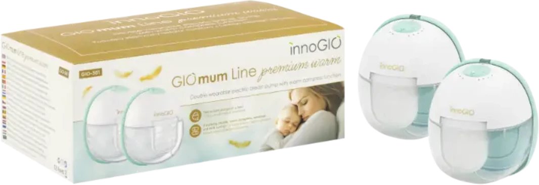 INNOGIO GIOMUM LINE PREMIUM WARM- PODWÓJNY, ELEKTRYCZNY LAKTATOR MUSZLOWY Z FUNKCJĄ CIEPŁEGO KOMPRES