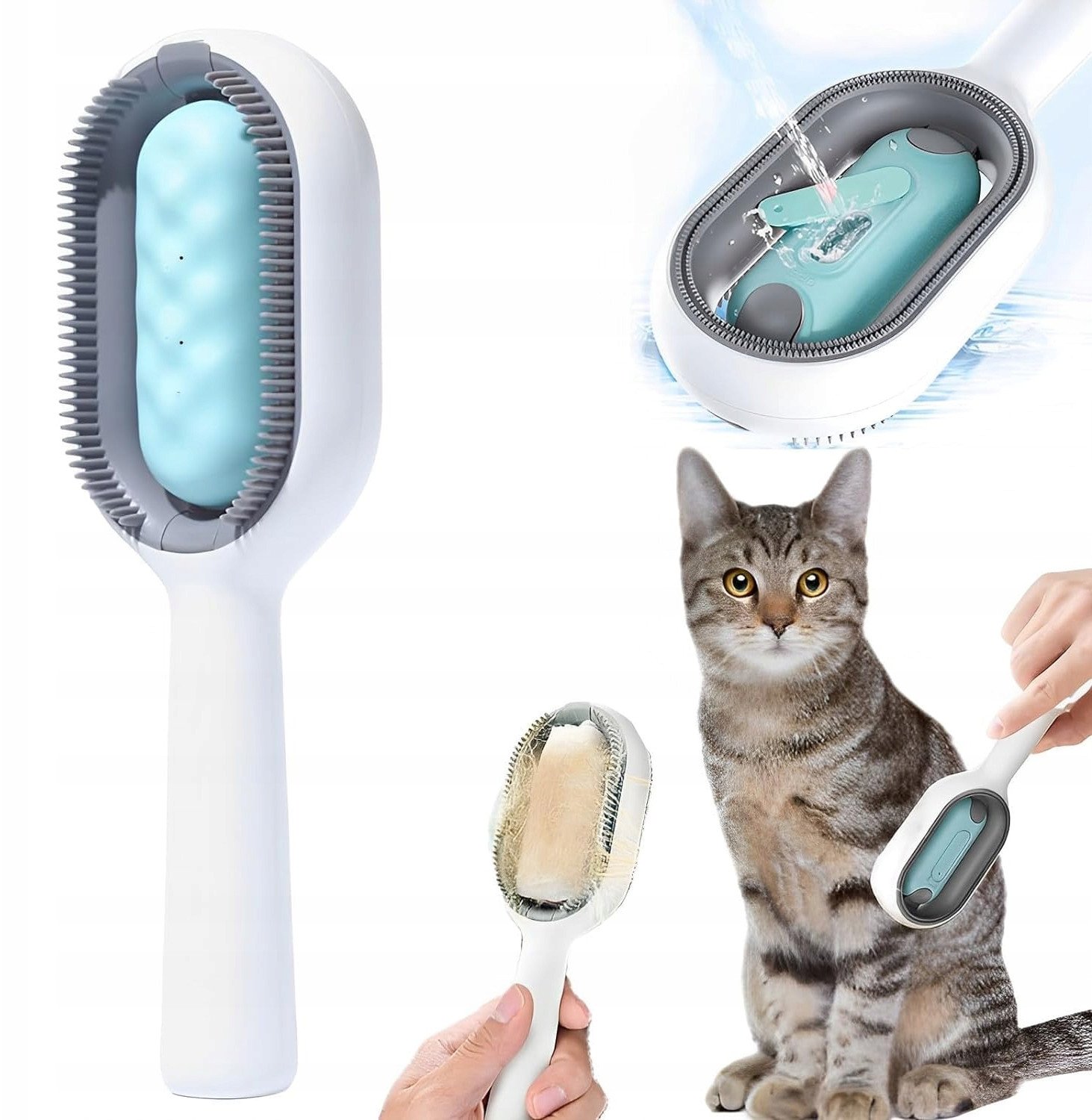 SZCZOTKA DLA ZWIERZĄT na SIERŚĆ KŁACZKI Dozownik WODĘ MASAŻER PSÓW KOTÓW