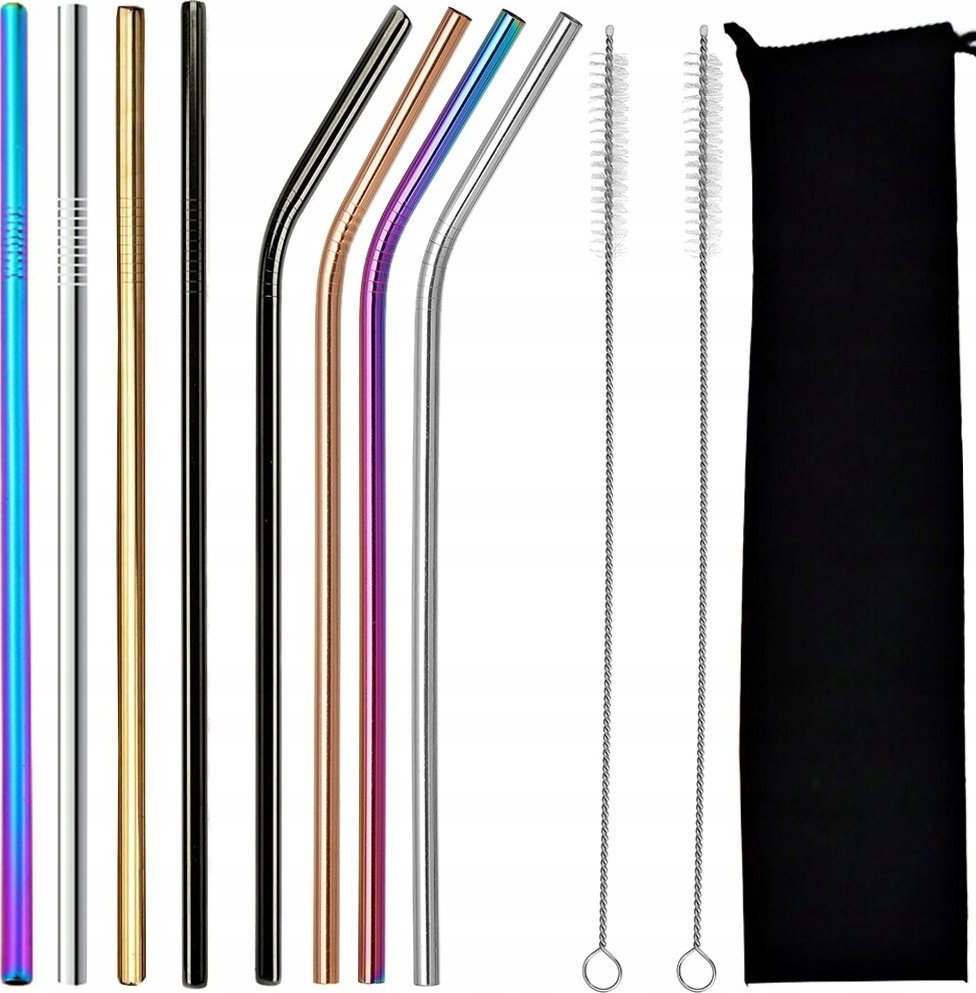 Verk 8x SŁOMKI RURKI METALOWE WIELORAZOWE EKO CZYŚCIKI