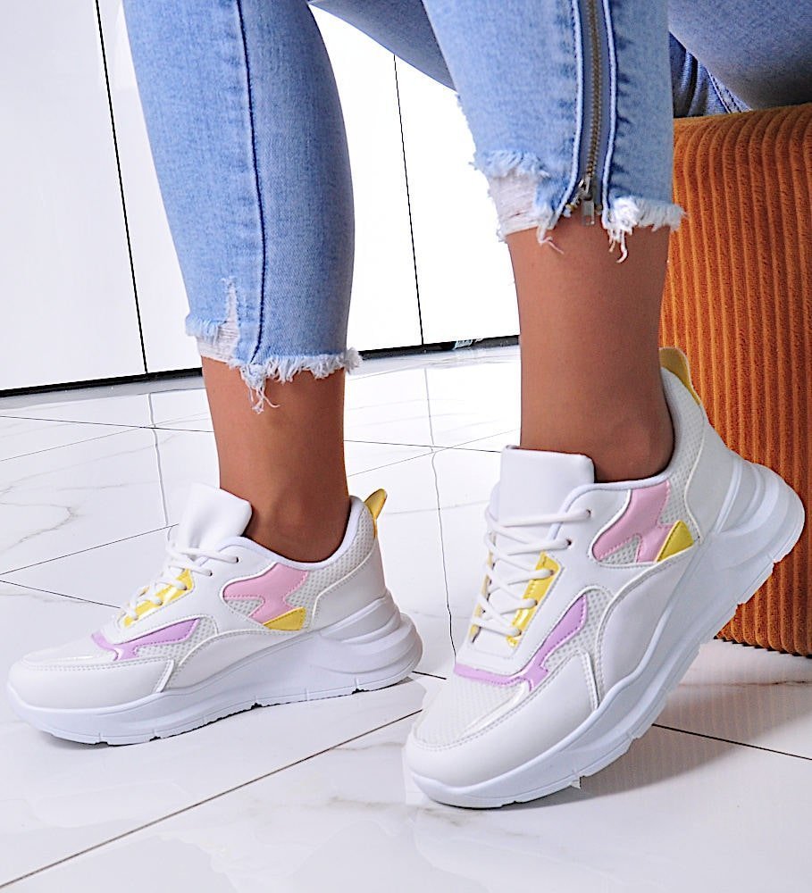 Pantofelek24 Białe damskie buty sportowe /F10-3 12395 T297/ 38