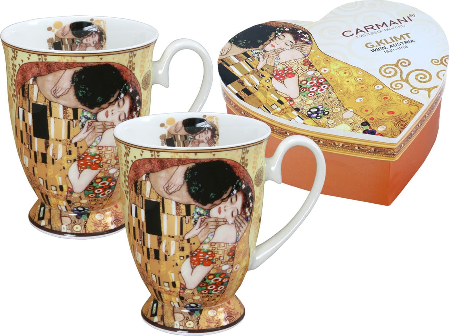 Carmani Kpl. 2 kubków w sercu - G. Klimt, Pocałunek (CARMANI)