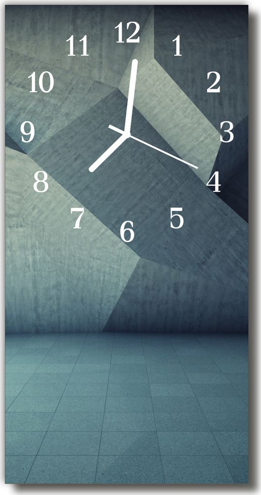 Tulup Zegar szklany pionowy Beton geometria niebieski 30x60 - 16430821