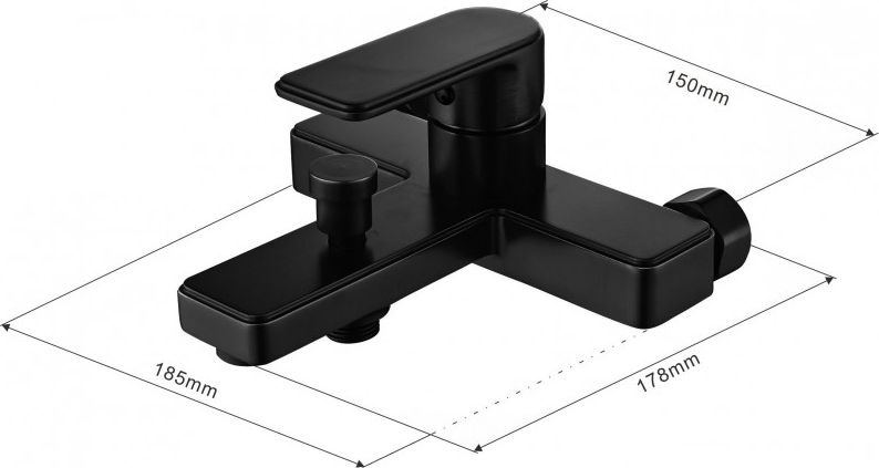 Bateria wannowa Mexen Milo ścienne czarny