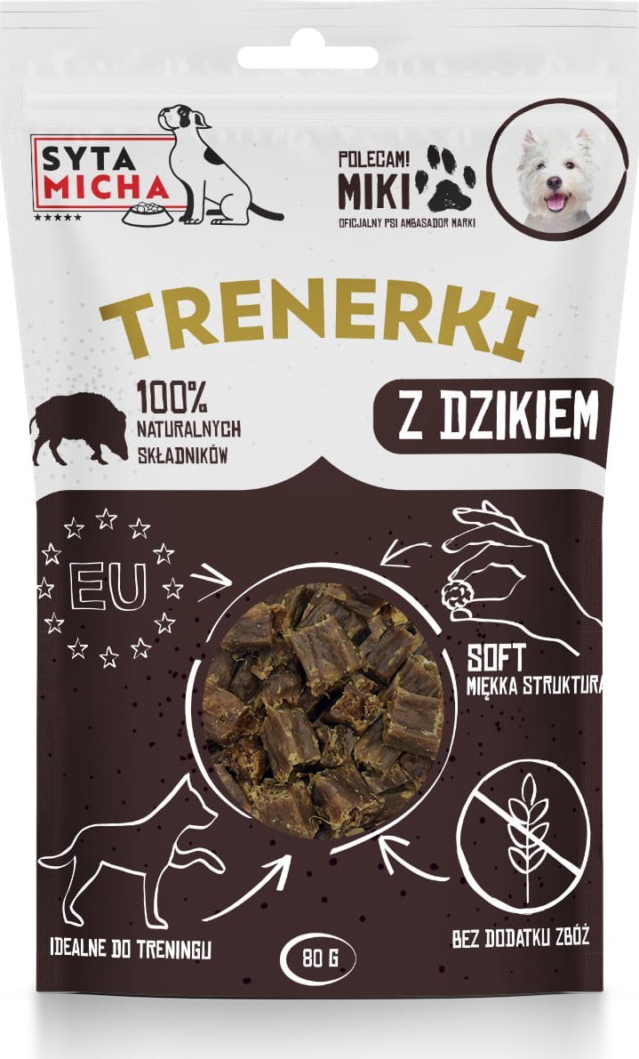 Syta Micha SYTA MICHA Trenerki z Dzikiem dla psa 80g