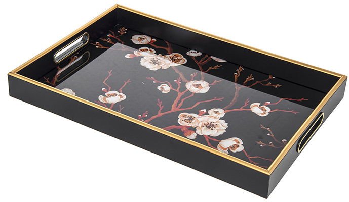 Decorative glass tray ORIENTAL, 40 x 25 x 4.5 cm