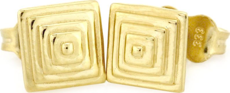 Lovrin ZŁOTE KOLCZYKI 333 GRAWEROWANE KWADRACIKI 1.06g