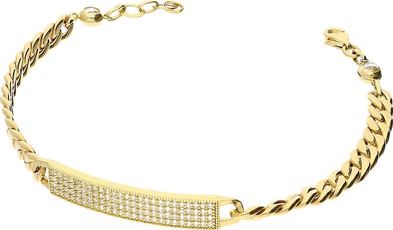 Lovrin ZŁOTA BRANSOLETKA 585 BLASZKA Z CYRKONIAMI PANCER