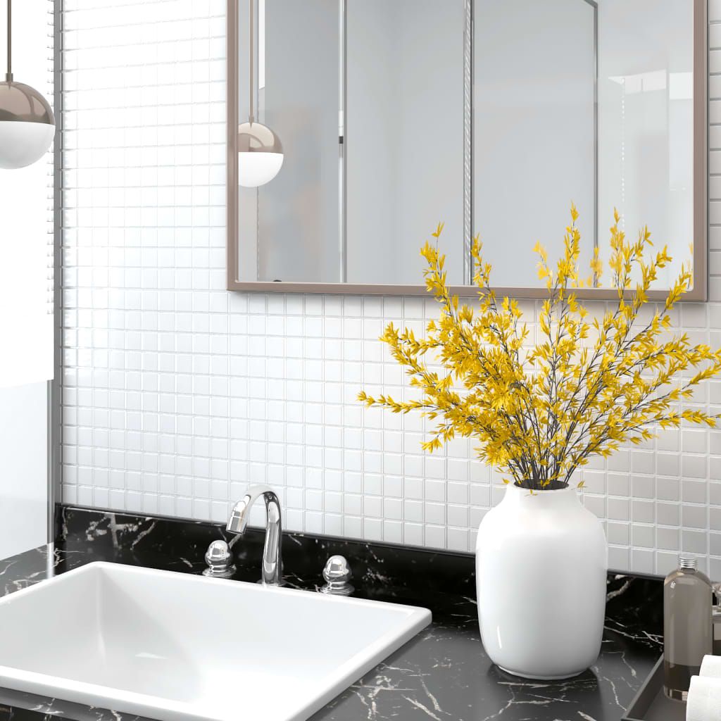 vidaXL Płytki mozaikowe, 22 szt., białe, 30x30 cm, szkło