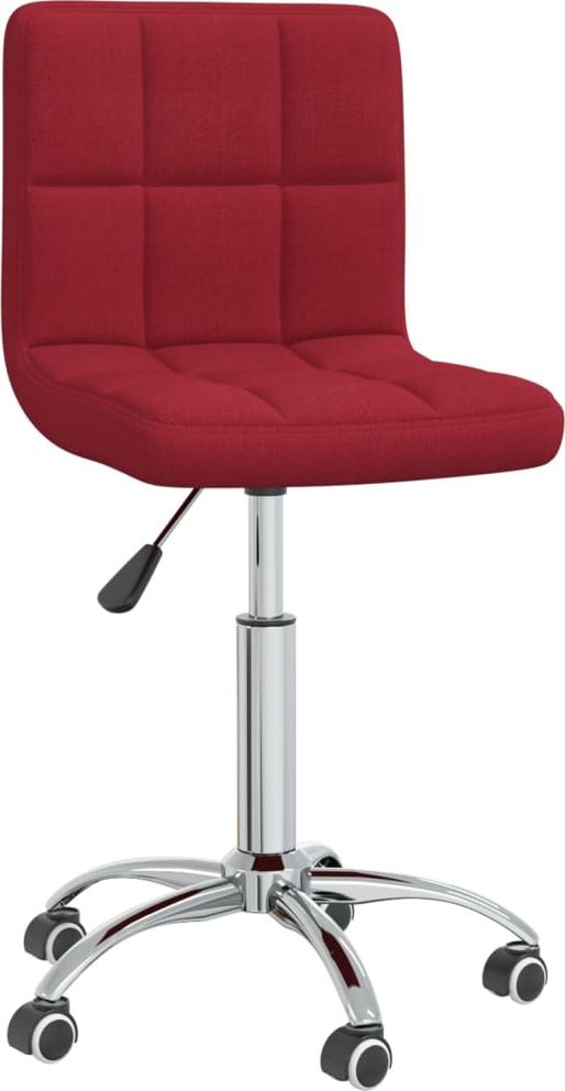 vidaXL Obrotowe krzesło stołowe, winna czerwień, obite tkaniną
