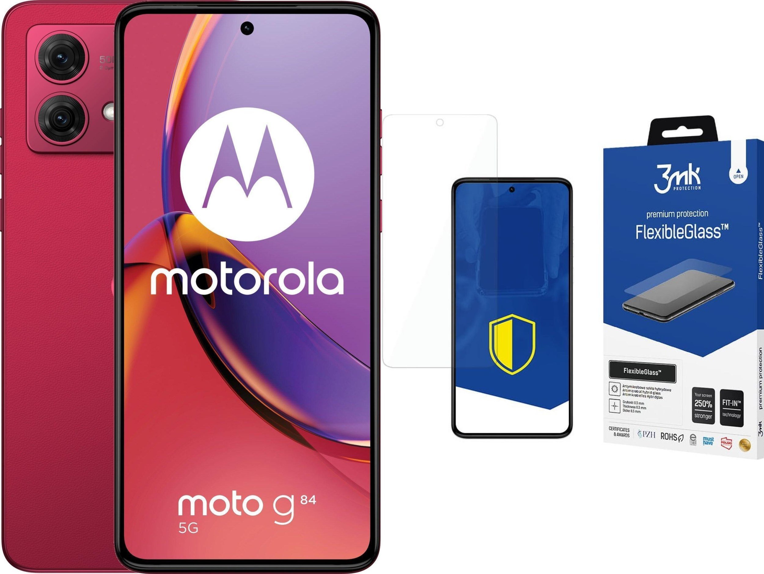 Smartfon Motorola Moto G84 5G 8/256GB Czerwony (PAYM0042PL) + FlexibleGlass