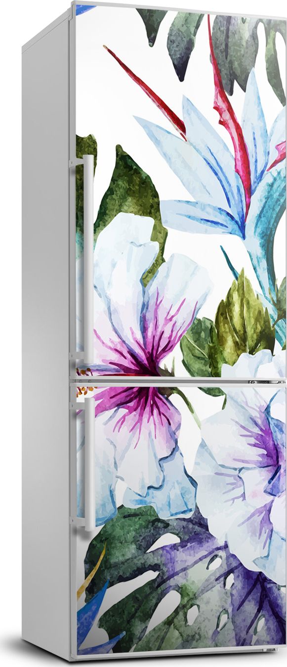 Tulup Naklejka samoprzylepna na lodówkę 70x190 cm Hawajskie kwiaty