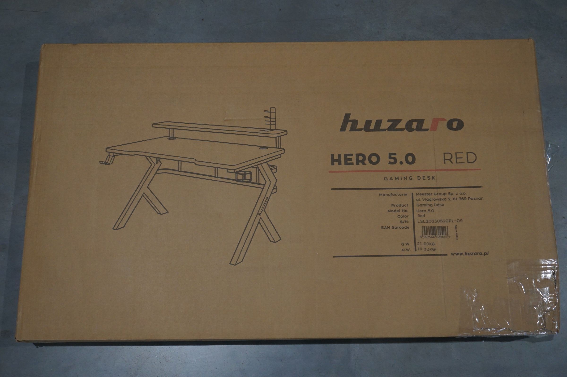 Biurko Huzaro Hero 5.0 Czerwone 120 cmx60 cm [outlet]