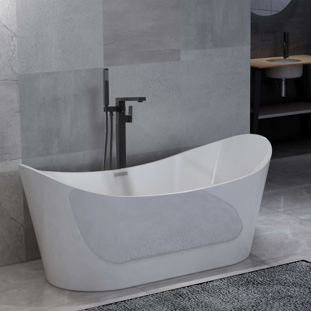 Wanna vidaXL Wolnostojąca z czarnym kranem (3053292)