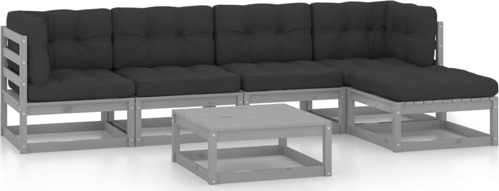 vidaXL 6-cz. zestaw wypoczynkowy do ogrodu, z poduszkami, lita sosna