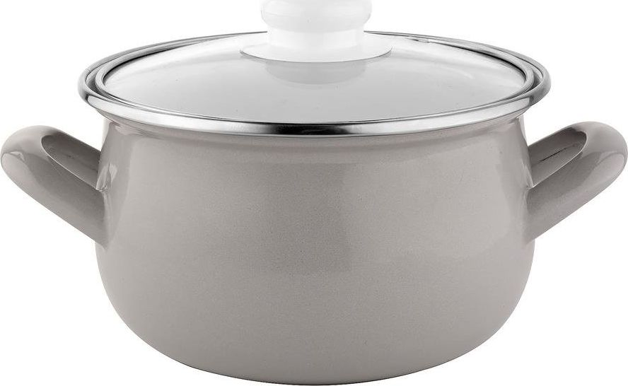 Emalia Pleszew Garnek emaliowany z pokrywką Emalia Polska Pleszew capri jasnoszary 20 cm 4,2 l