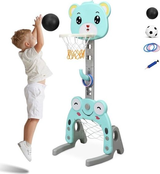 Costway Kosz do koszykówki z bramką 3w1 - miś