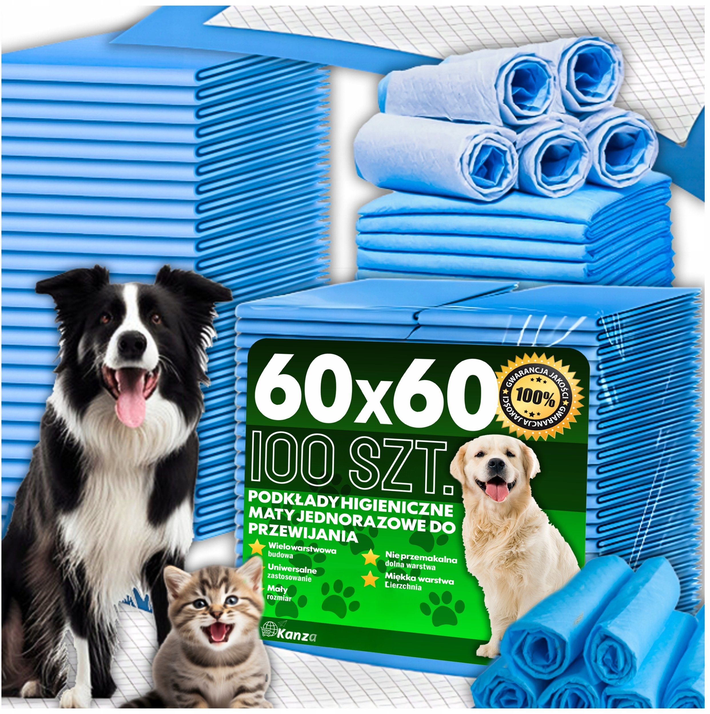 Podkłady maty L 60x60 100szt KANZA