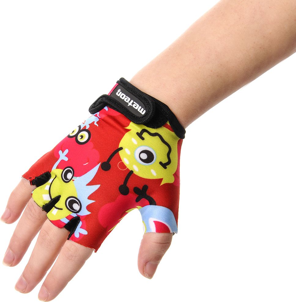 Meteor Rękawiczki rowerowe czerwono-szare r. XXS (24178)