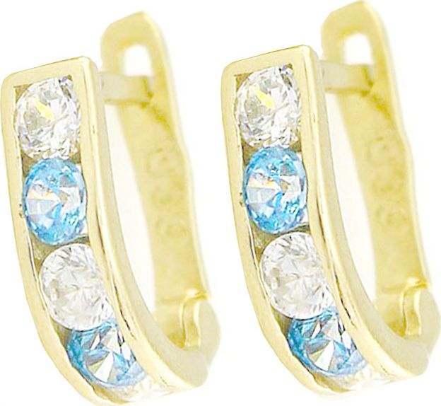 Lovrin ZŁOTE KOLCZYKI 585 DZIECIĘCE PRZECINKI CYRKONIE -%