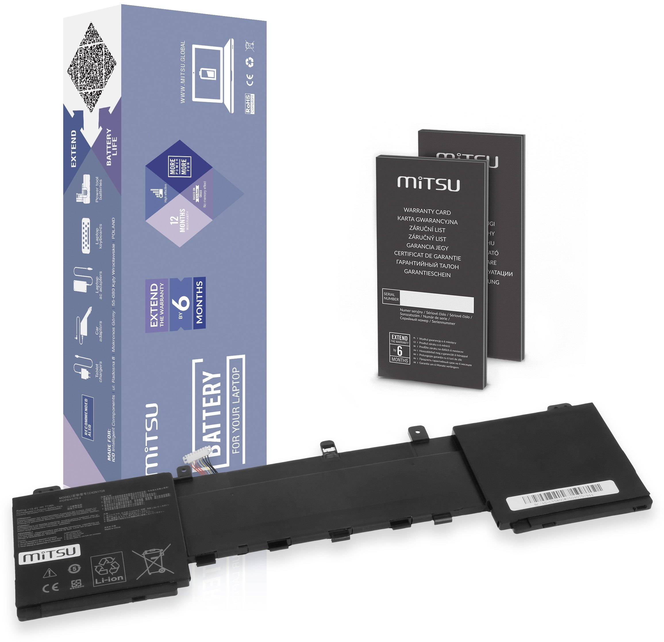 Bateria Mitsu Bateria do Asus UX550G, Zenbook Pro UX580G