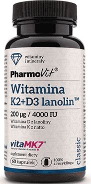 Pharmovit Witamina K2 Mk-7 200g + D3 200g/4000IU 60 kapsułek PharmoVit