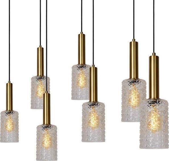 Lampa wisząca Lucide LAMPA wisząca CORALIE 45498/07/02 Lucide szklana OPRAWA zwis crystal glamour złoty czarny