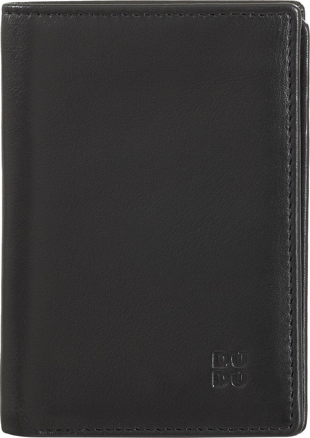 DuDu Portfel męski DUDU, małe etui na karty kredytowe z blokadą RFID z prawdziwej skóry, wewnętrznym okienkiem ID i kieszenią na gotówkę, minimalistyc