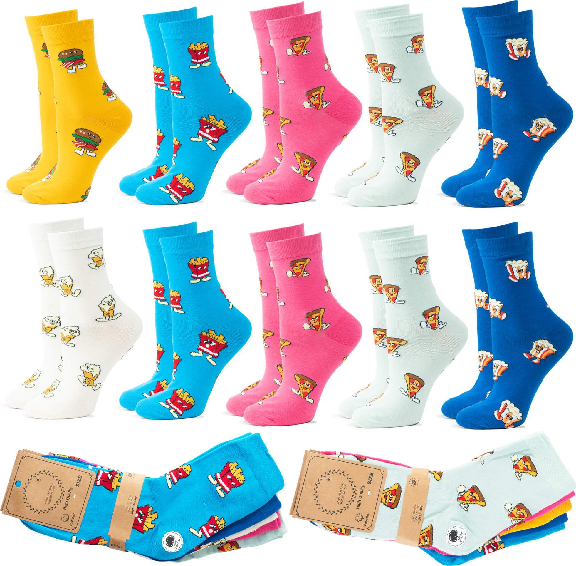 Aleszale 10X Skarpety Damskie Długie Wesołe Wzory 39-41 - Sd10-Wq7625-39-41