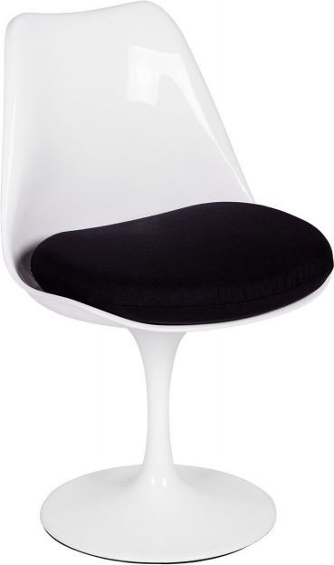 King Home Krzesło TULIP białe z czarną poduszką