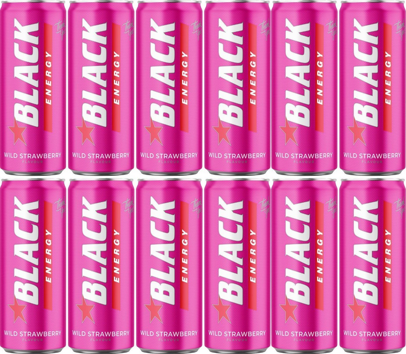 Black Black Energy Wild Strawberry Gazowany napój energetyzujący 250 ml x 12 sztuk