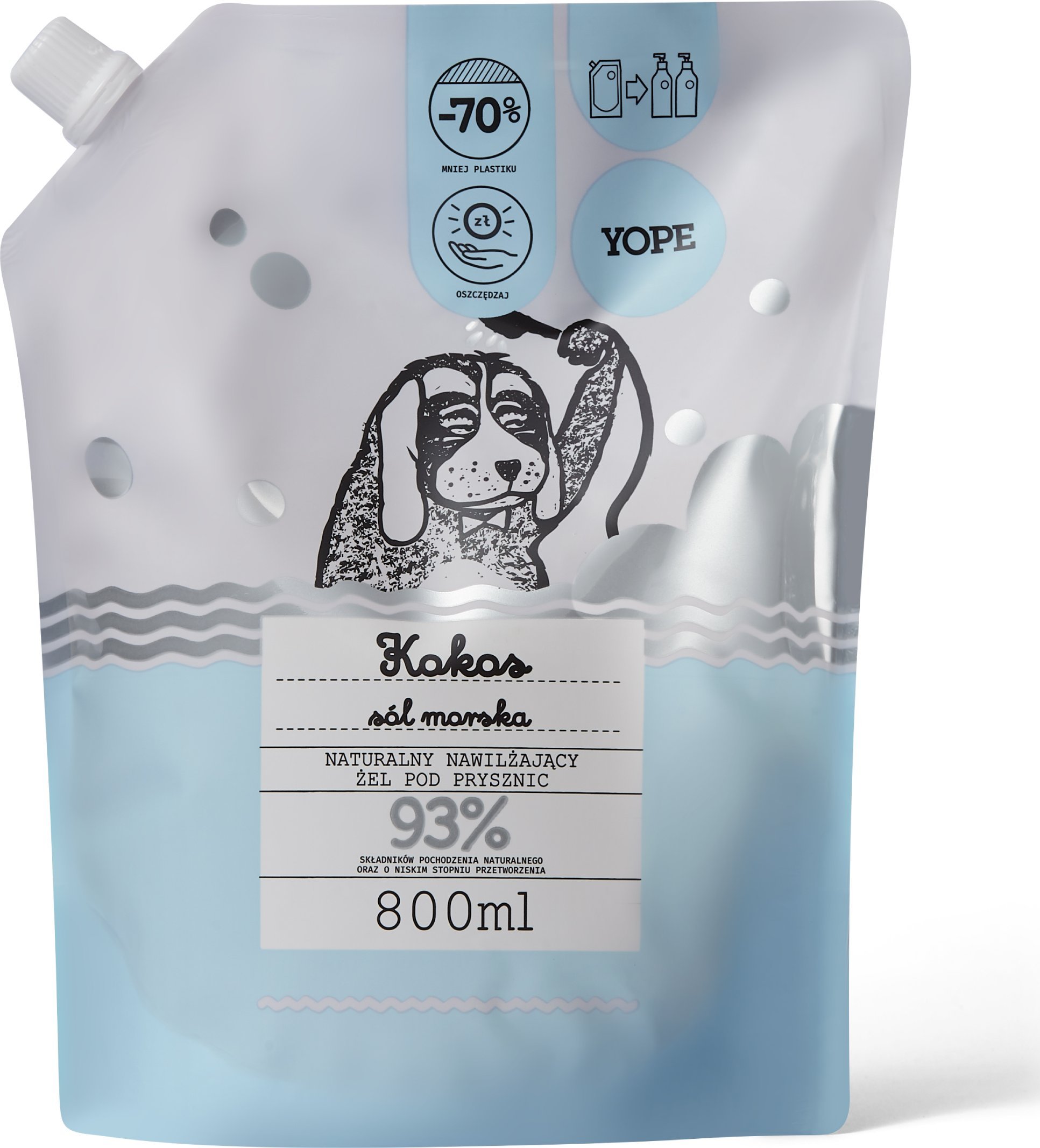 Yope YOPE Żel pod prysznic KOKOS i SÓL MORSKA 800ml - zapas