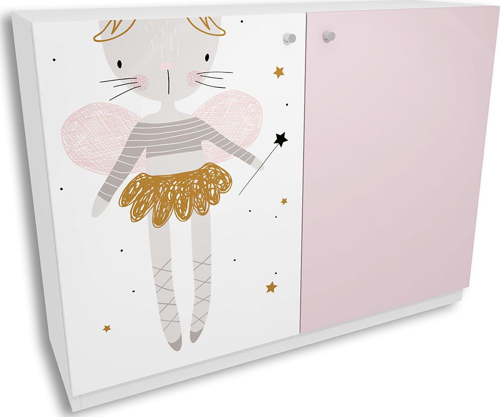 Elior Biało-lawendowa komoda dla dziewczynki Peny 4X - 4 kolory Różowy