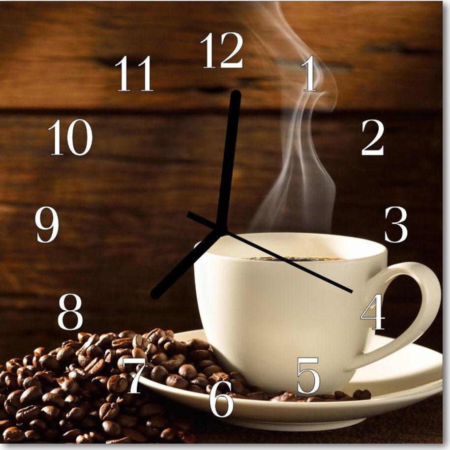 Tulup Zegar szklany ścienny Cichy Kawa Kuchenny 30x30 54604060