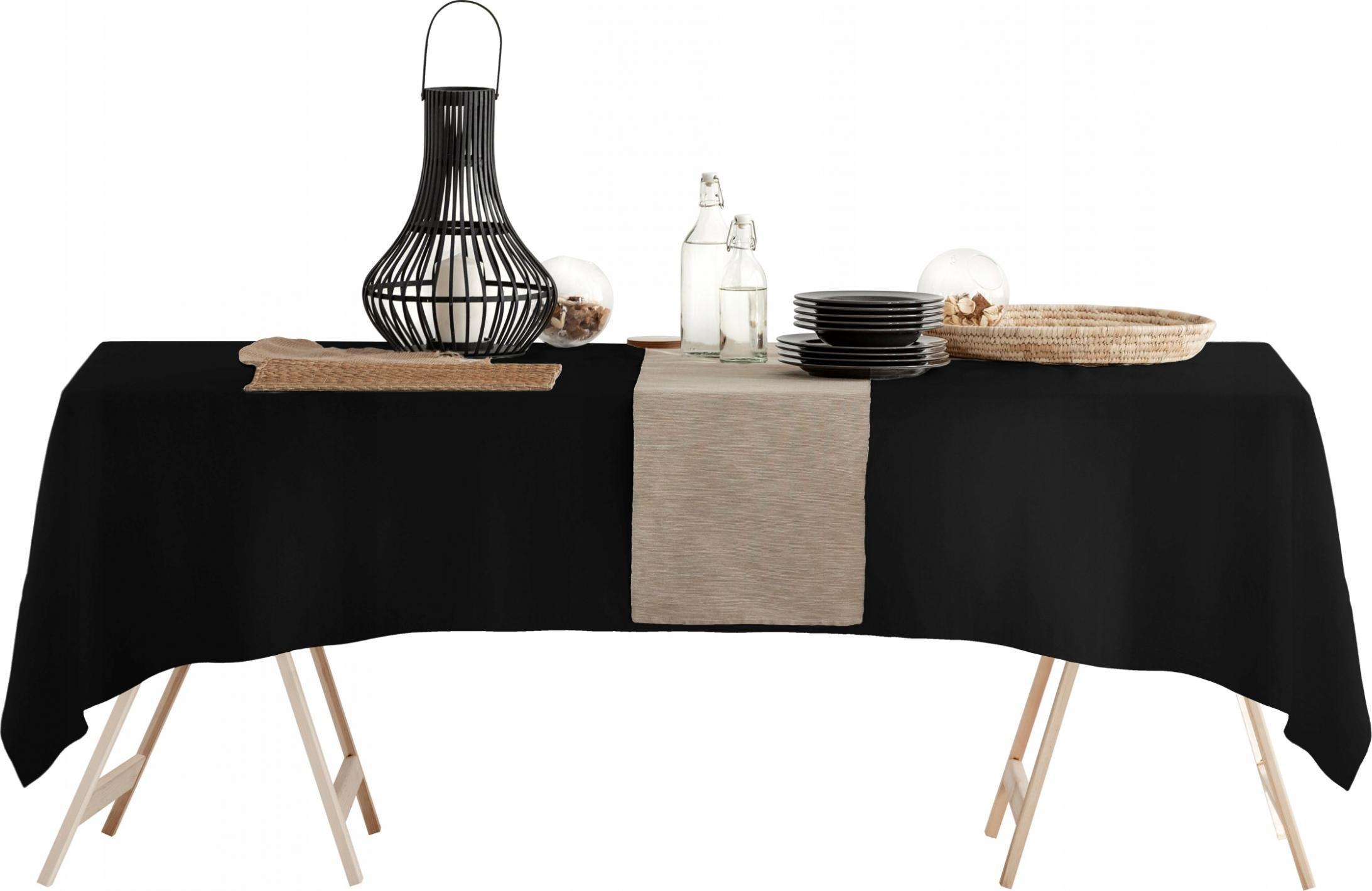 Spod Igły i Nitki CZARNY NOWOCZESNY OBRUS PLAMOODPORNY 140x220