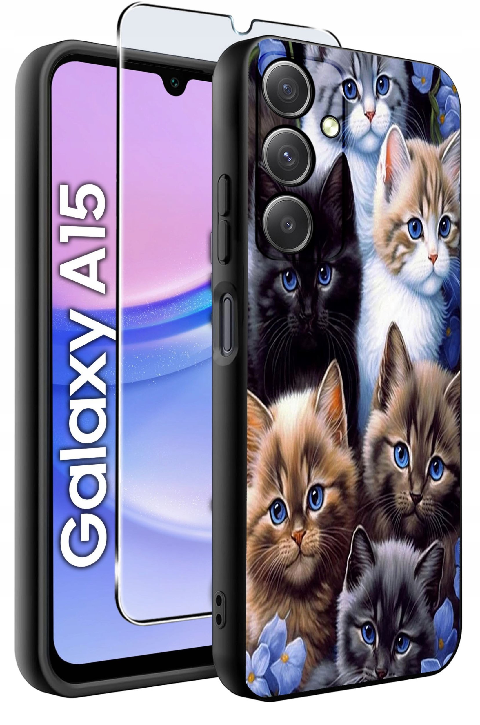 ETUI do Samsung A15 4G | 15 5G WZORY | SILIKONOWE MATT CASE + SZKŁO 9H