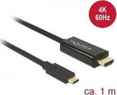 Adapter AV Delock Cable USB Type-Cª male > HDMI male (DP Alt Mode) 4K 60 Hz 1m black