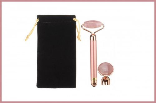 Yeye Roller do masowania twarzy z wibracjami różowy kwarc