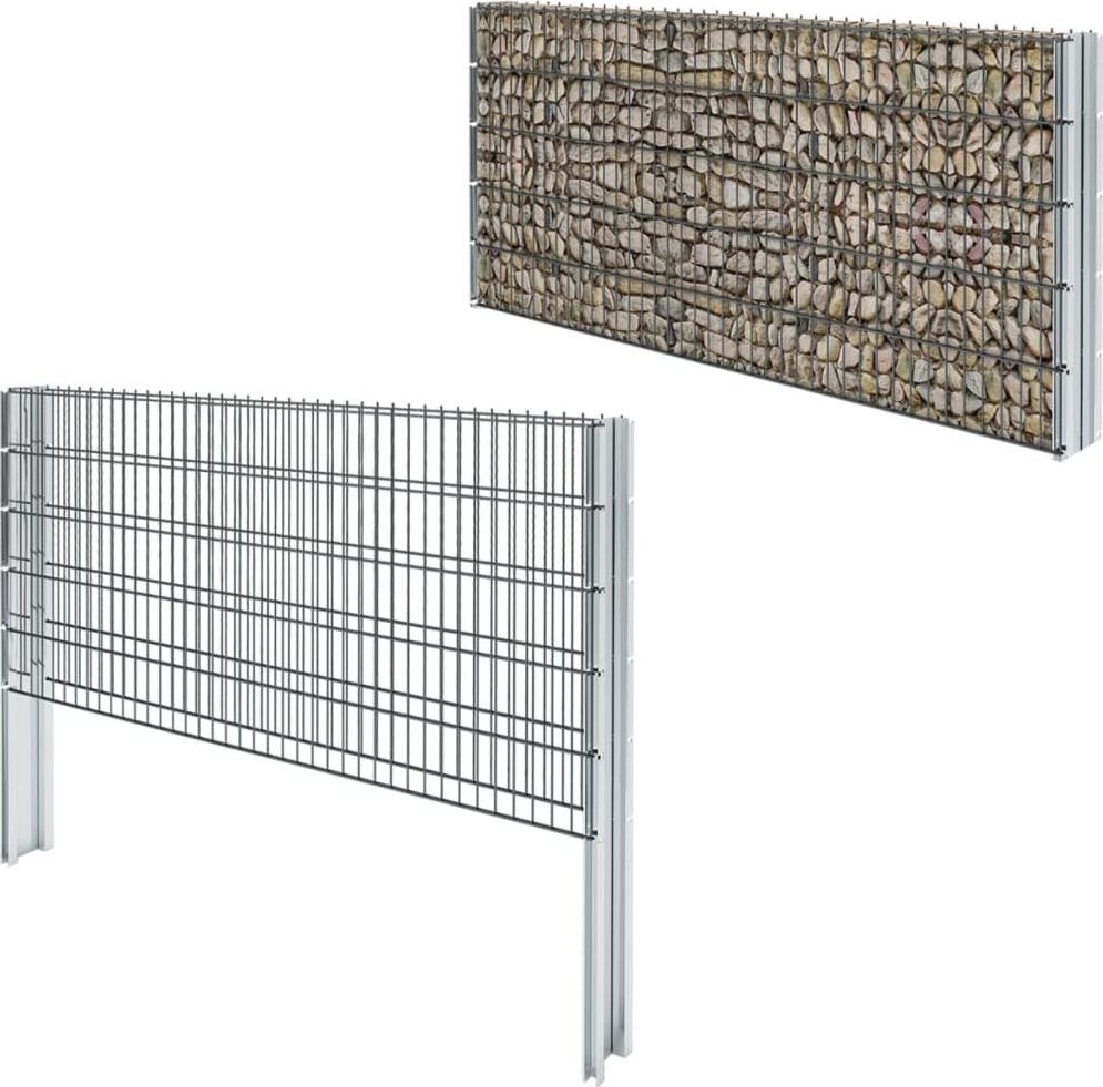 vidaXL Ogrodzenie gabionowe 2D, stal, 2008x1030 mm, 2 m, szare