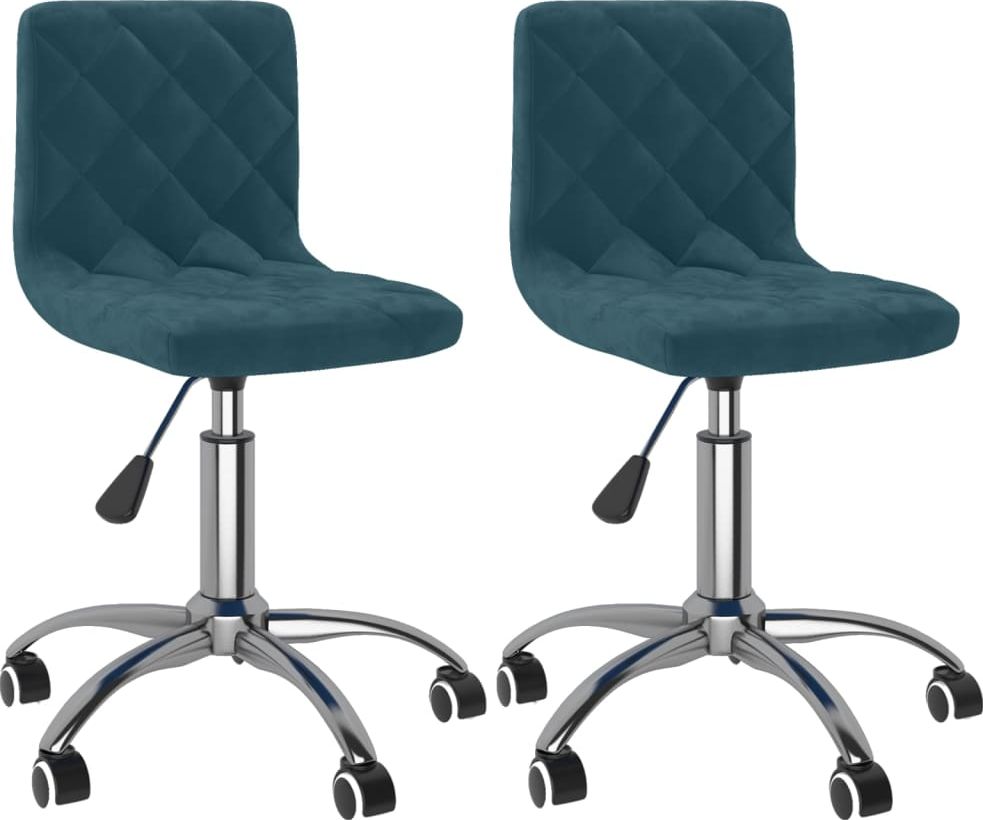 vidaXL Obrotowe krzesła stołowe, 2 szt., niebieskie, aksamitne