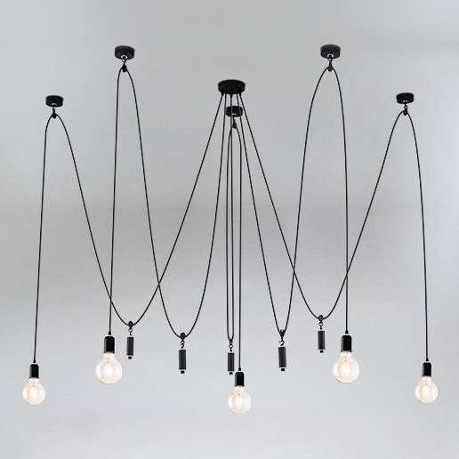 Lampa wisząca Shilo LAMPA wisząca KUMO 9034 Shilo industrialna OPRAWA pająk ZWIS kable przewody loft czarne