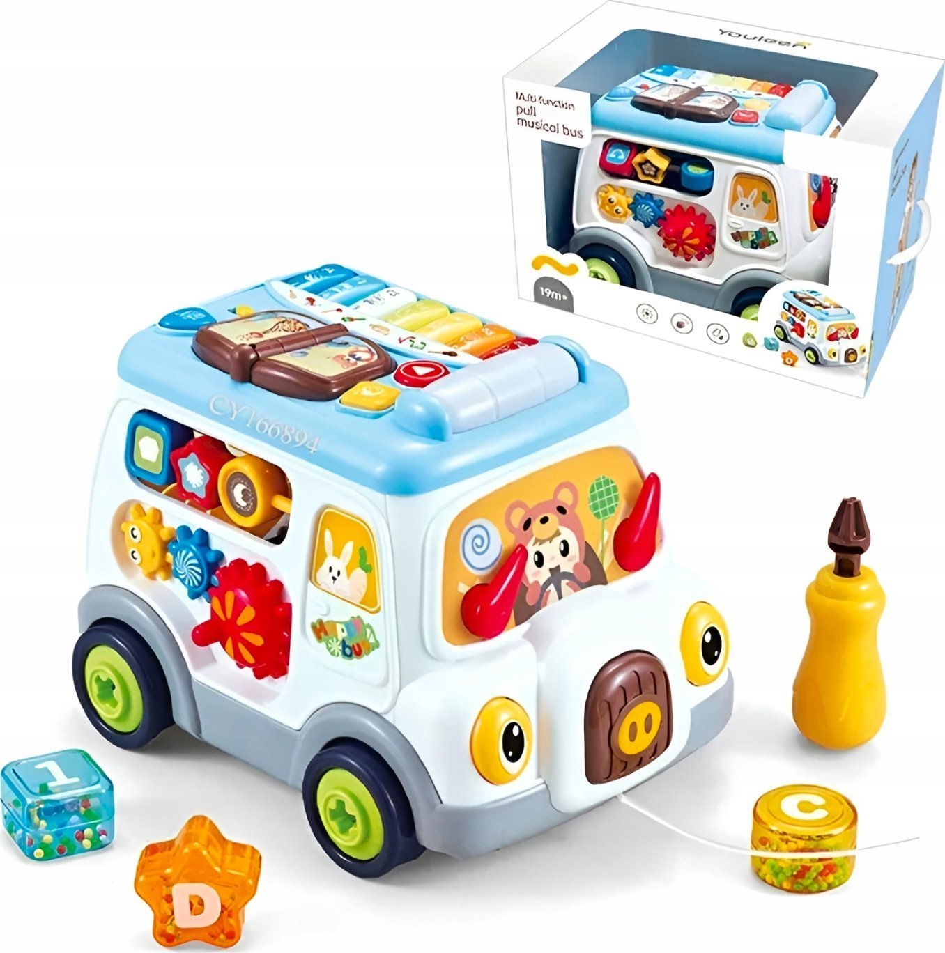 Autko sensoryczne edukacyjne z pianinkiem dla dzieci