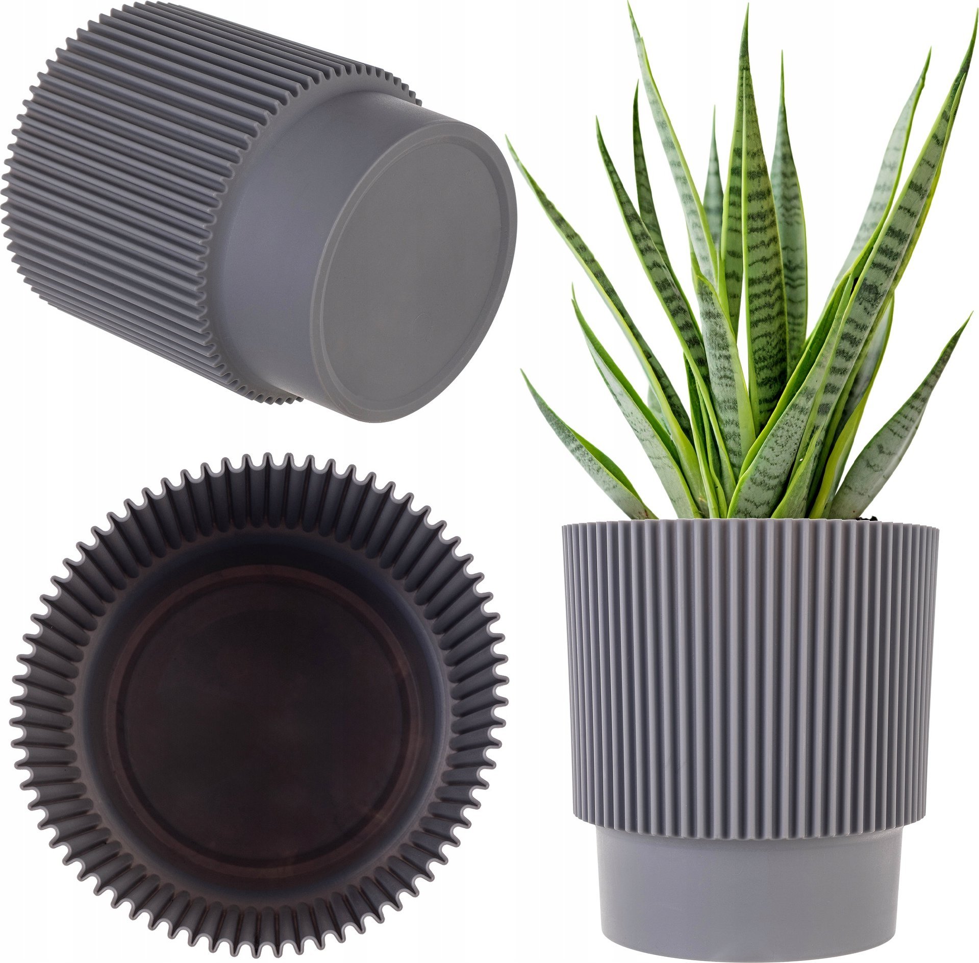 KADAX Doniczka Donica Na Kwiaty 15cm Osłonka Rośliny Kwietnik Plastikowa szara