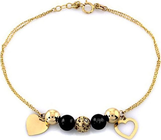 Lovrin ZŁOTA BRANSOLETKA 585 AŻUROWE DUŻE KULECZKI SERCA