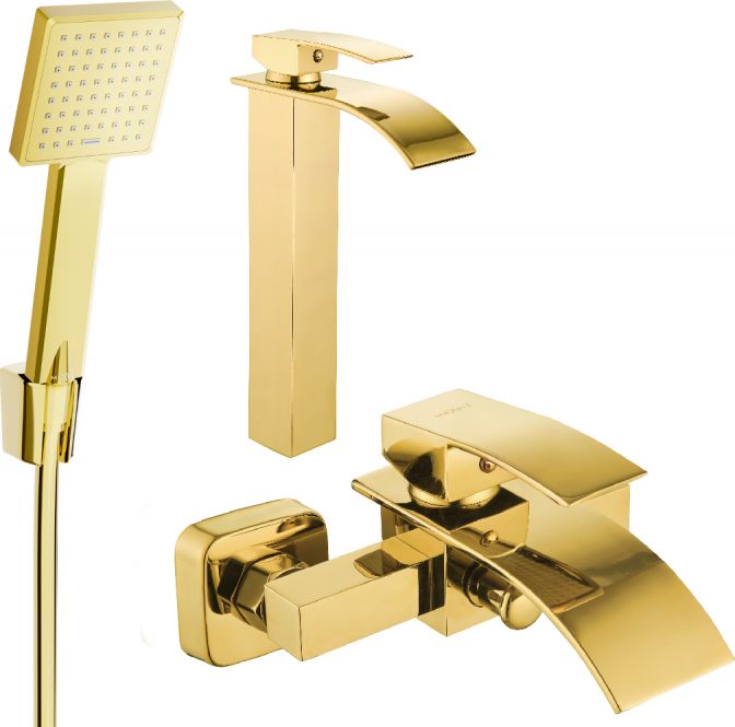 Mexen Mexen Aries R45 zestaw wannowy, złoty - 744813R45-50