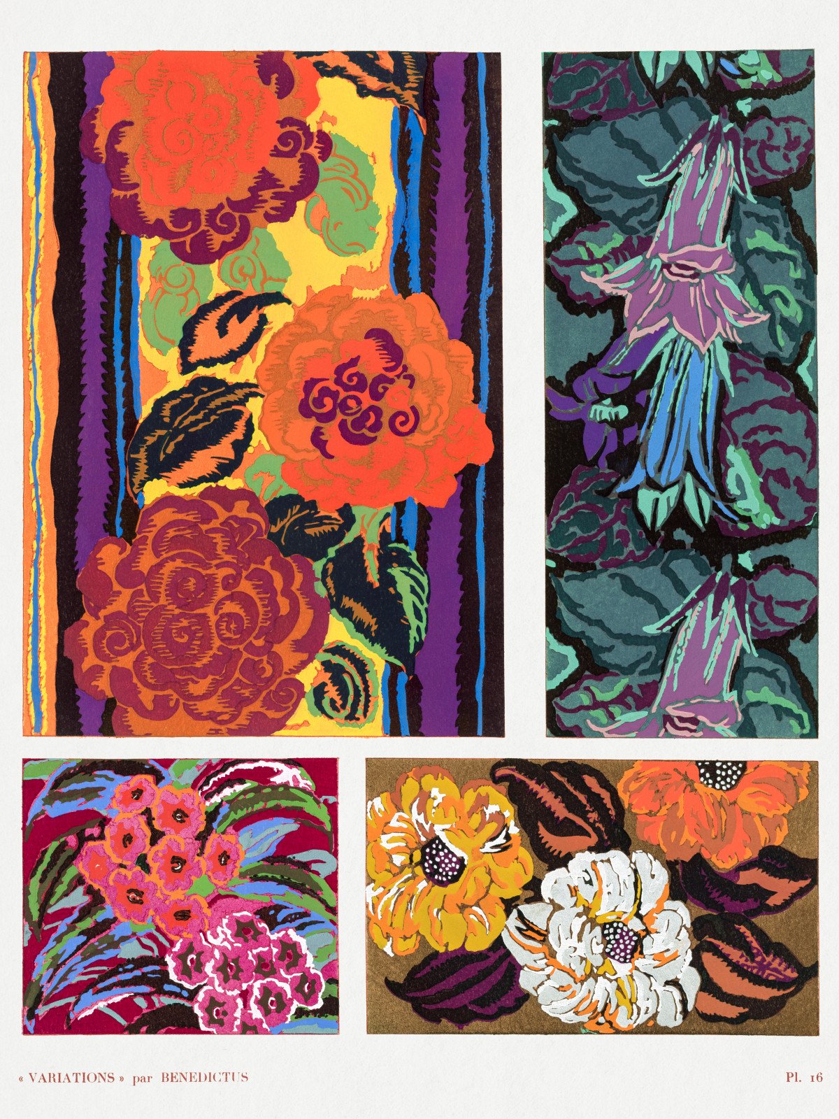 Plakat 60x80cm Kwiaty Art Deco v.16, Bndictus Vintage do Salonu