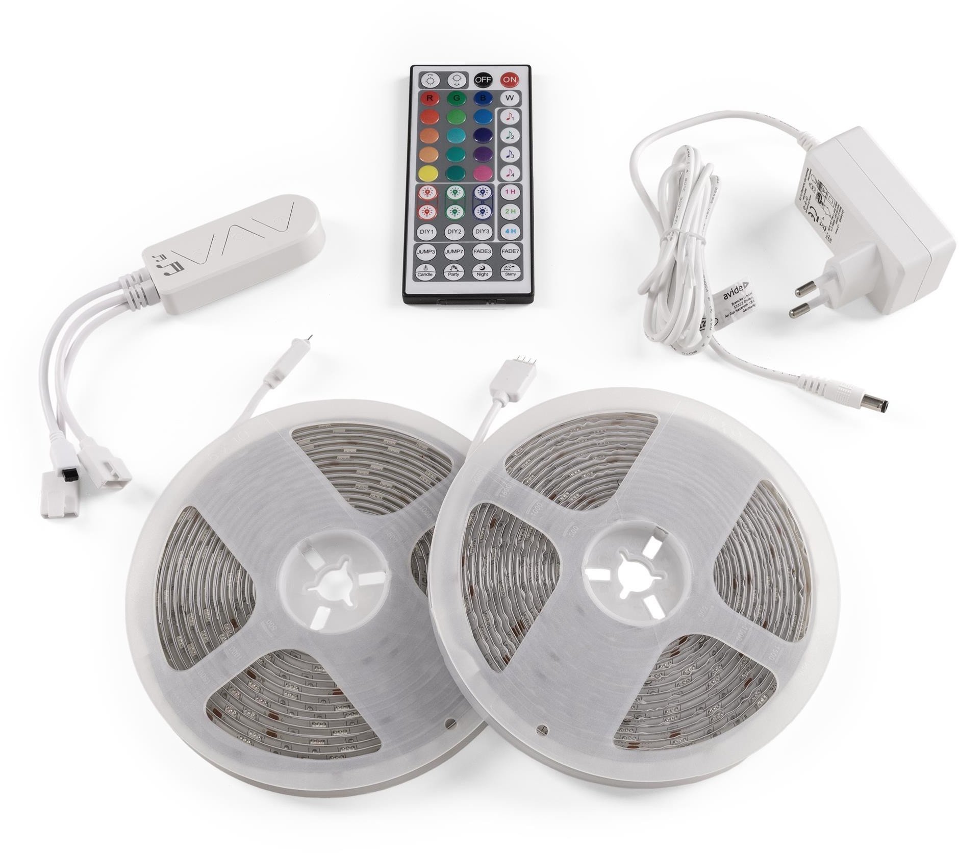 LED strip setAVIDE, IP65, 2x150LED, RGB, 22W, 2x5m, music controller, WIFI, with remote control, 10m