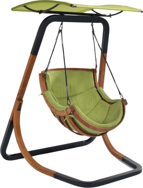 Grillbox Fotel wiszący z daszkiem ogrodowy - oliwkowy