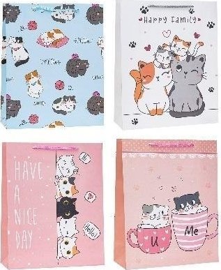 Torebka ozdobna Kotki 31x40x12cm mix ROZETTE