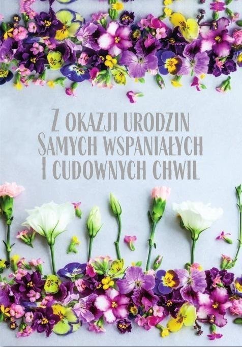 Trend Karnet B6 Urodziny, bratki i goździki, silver TS96